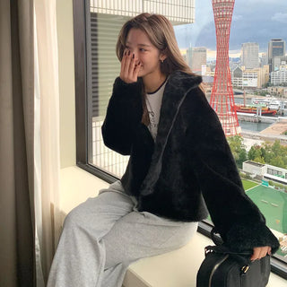 High-neck fur jacket