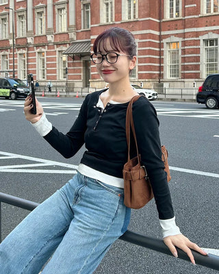 Layered long-sleeve T-shirt