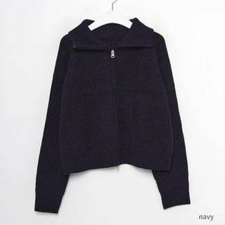 Raglan knit zip-up