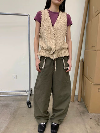 [NEVERSEEZ] Beaded Pocket Washed Work Pants