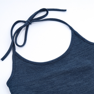 Halter self tie long sleeve u neck 2 piece top