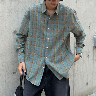 Unisex checkered long-sleeved shirt
