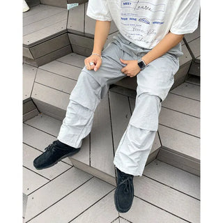 Two-pleat detail string pants