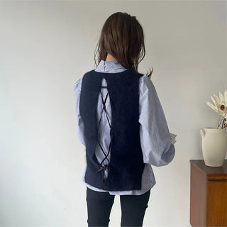 Back Ribbon Angora Vest