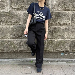Pintuck Straight Slacks
