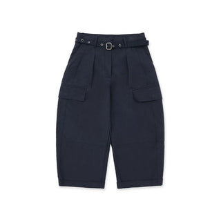 [Moromoro2] 3D Silhouette Belted Work Cropped  Pants