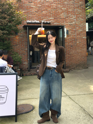 Suede button jacket