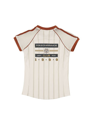 [MASONPRINCE] Mesh Sleeve Striped Sports Jersey Tee