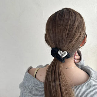 Silver Heart Scrunchie