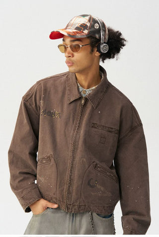 [Monterest] Washed Distressed Canvas Work Jacket