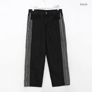 Side fringe denim pants