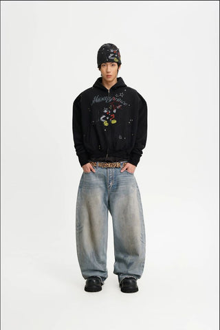 [MASONPRINCE] Studded Bear Print Knit Beanie