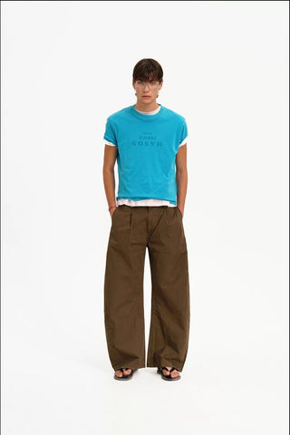[MASONPRINCE] Curved Double Pleat Wide Pants