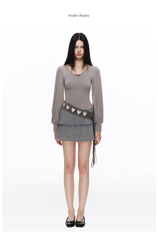 [NECY] Muted Romantic Bow Patchwork Dress