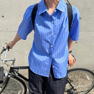Half-sleeve striped shirt