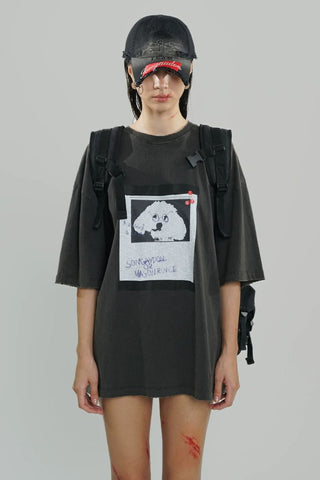[MASONPRINCE] Graffiti Dog Print Washed Tee