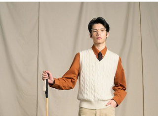 [CULTUM] Pima Cotton Cable Knit Sweater Vest