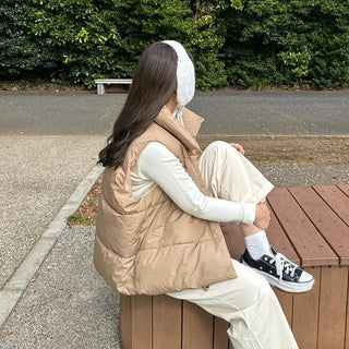 High-neck oversized down vest