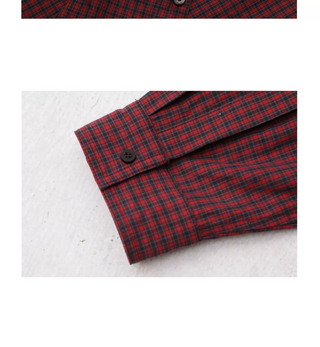 [MASONPRINCE] Washed Plaid Faux Tie Shirt