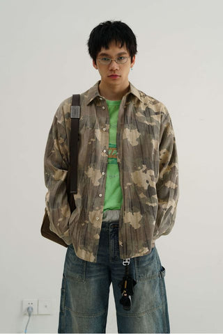 MASONPRINCE Draped Wrinkle Camouflage Shirt