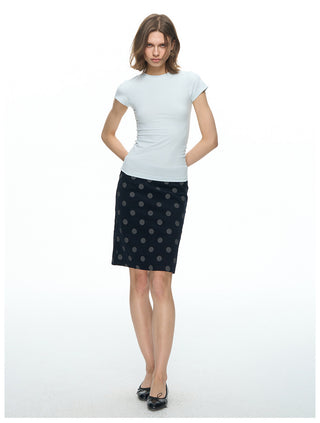 [NECY] Corduroy Dot Straight Skirt