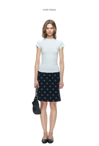 [NECY] Corduroy Dot Straight Skirt