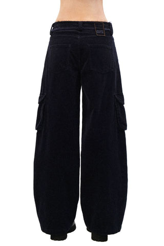 [Moromoro2] Distressed Plaid Corduroy Cargo  Pants