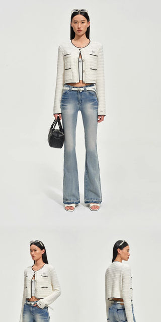 [NOTAWEAR] Cable Knit Cropped Cardigan