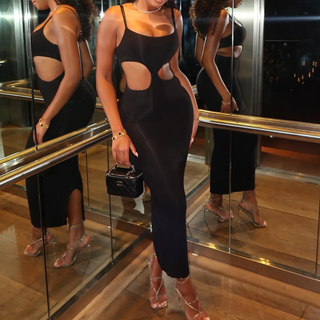 Hollow out u neck cami cut out maxi dress