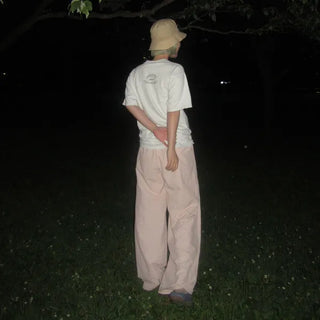 Summer nylon elastic waist pants