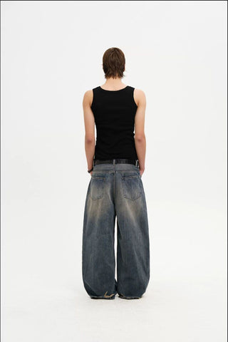 [MASONPRINCE] Distressed Wide Leg Jeans