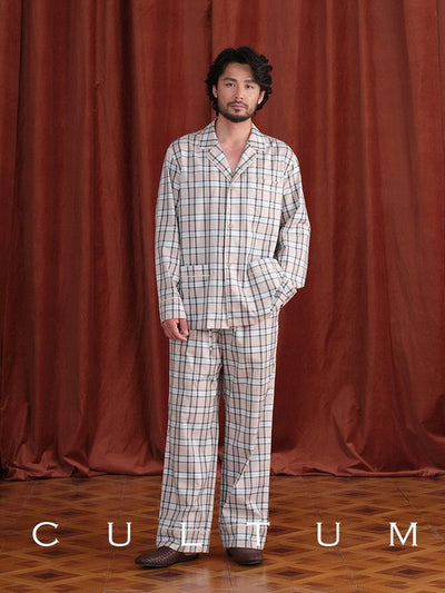 [CULTUM] Piped Plaid Cotton Pajama