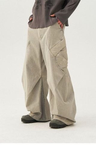 [Monterest] Washed Cotton Pleated Wide Leg Pants