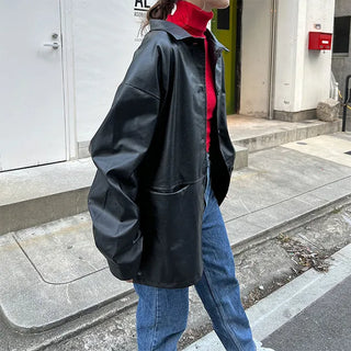 Long leather jacket