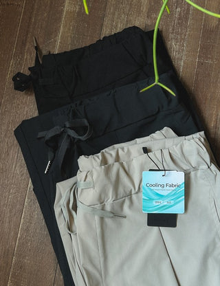 [Cooling fabric] Wrinkle Elastic Waist Slacks (5 colors, S~3XL)
