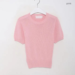 Colored round short-sleeved knit