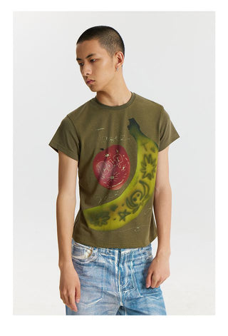 CONP Fruit Graffiti Slim T-shirt (Dark Green)