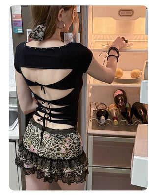 [NECY] Love Star Back Open Strap T