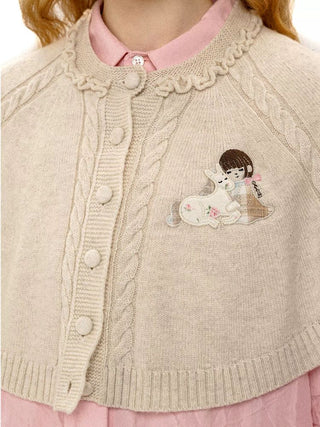 [Moromoro2] Girl & Horse Embroidered Cape  Sweater