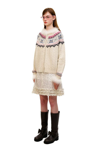 [Moromoro2] Fair Isle Pearl Knit Sweater