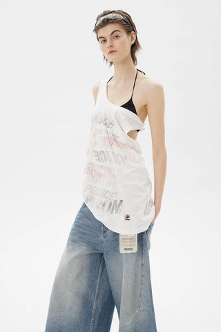 [MASONPRINCE] Cotton-Linen Graffiti Print Tank Top / Tee