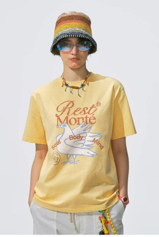 [Monterest] Washed Peace Dove Print T-Shirt