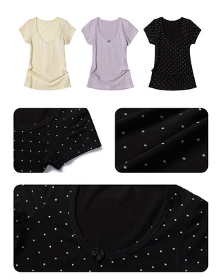 [NECY] Butterfly Dotted Slim T