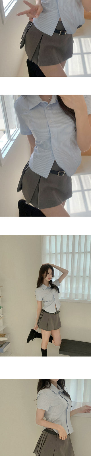 Pupa striped short-sleeve shirt blouse