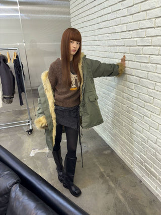 [NeverSeez] Pony Pattern Crew Neck Sweater