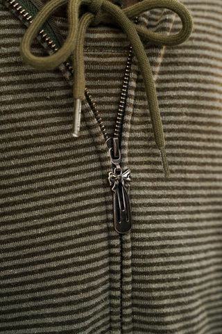 [Moromoro2] Contrast Striped Hooded Cardigan  Set