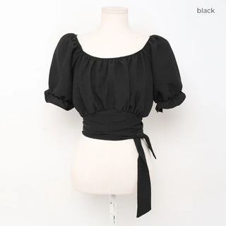Back ribbon cropped blouse