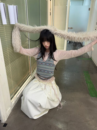 [NEVERSEEZ] Fair Isle Knit Halter Vest