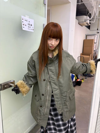 [NeverSeez] Fur Collar Oversized Parka Coat