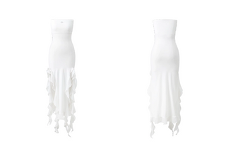 [NOTAWEAR] Irregular Ruffle Strapless Dress